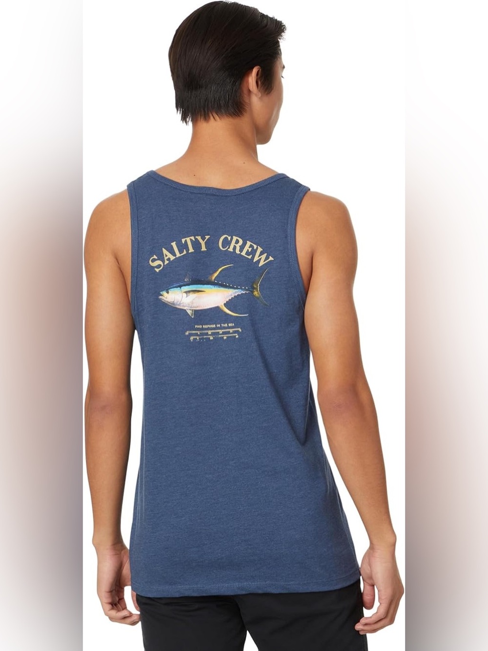 Salty Crew Navy Tank Top with Tuna Graphic